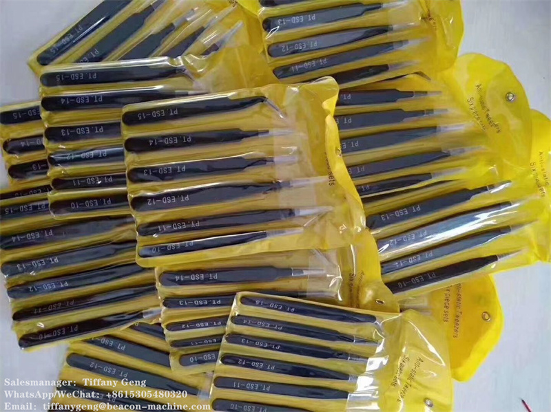 Pinzas antiestáticas ESD de acero inoxidable para mantenimiento, herramientas de reparación y pinzas curvas y rectas de precisión industrial.