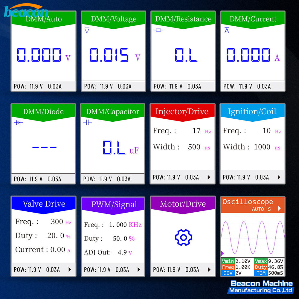 QDB-5A Detector multifuncional de accionamiento de actuadores automotrices con osciloscopio y generador de señales PWM para reparación de automóviles